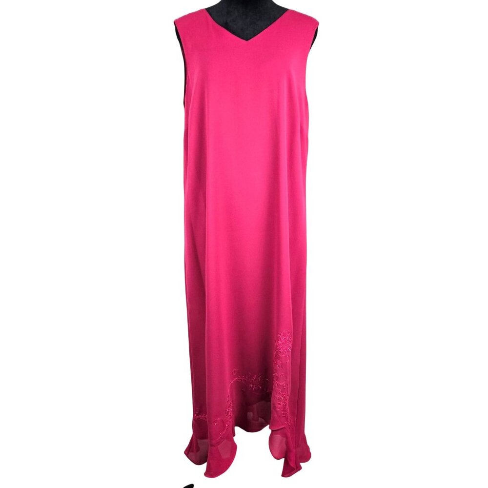 Drapers & Damons Womens Petite 12P Pink Dress Embroidered Hem & Ruffle Trim Sexy